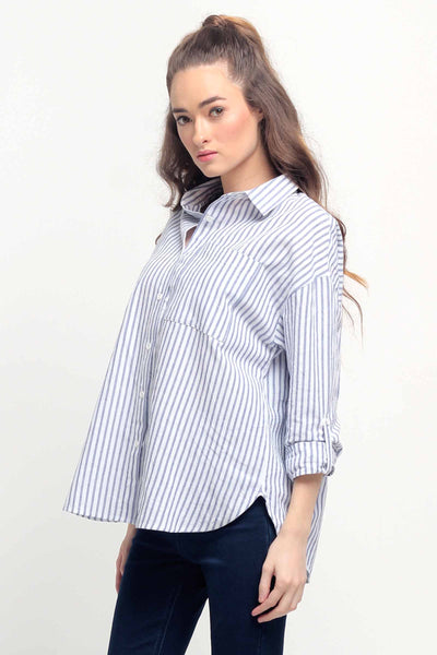 Boyfriend Fit Button-Down Linen Shirt