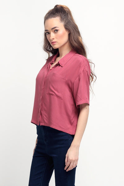 Boyfriend Fit Button-Down Linen Shirt