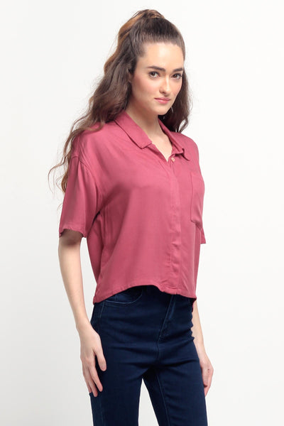 Boyfriend Fit Button-Down Linen Shirt