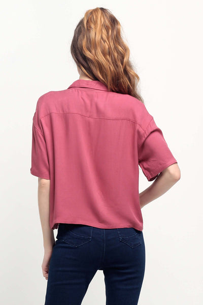 Boyfriend Fit Button-Down Linen Shirt