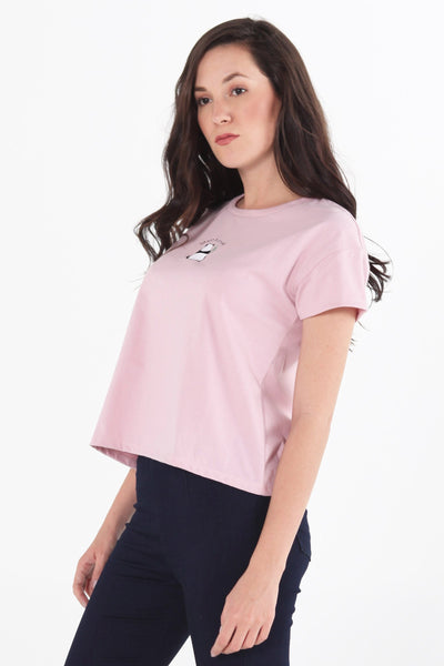 Boxy Tee With Embroidery