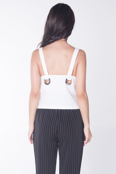 Boxy Fit Woven Top With Big Eyelet