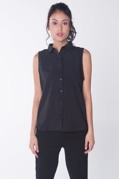 All Day Sleeveless Crepe Shirt