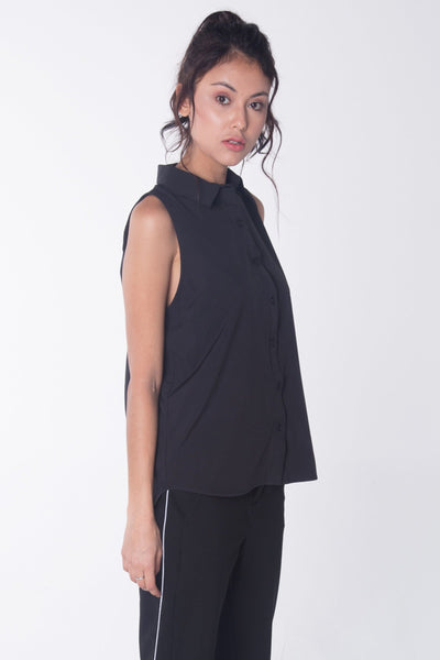 All Day Sleeveless Crepe Shirt