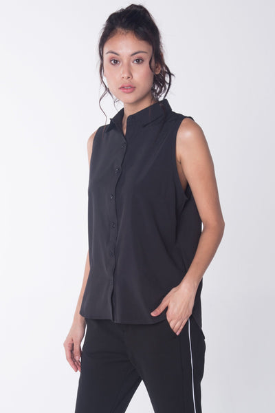All Day Sleeveless Crepe Shirt