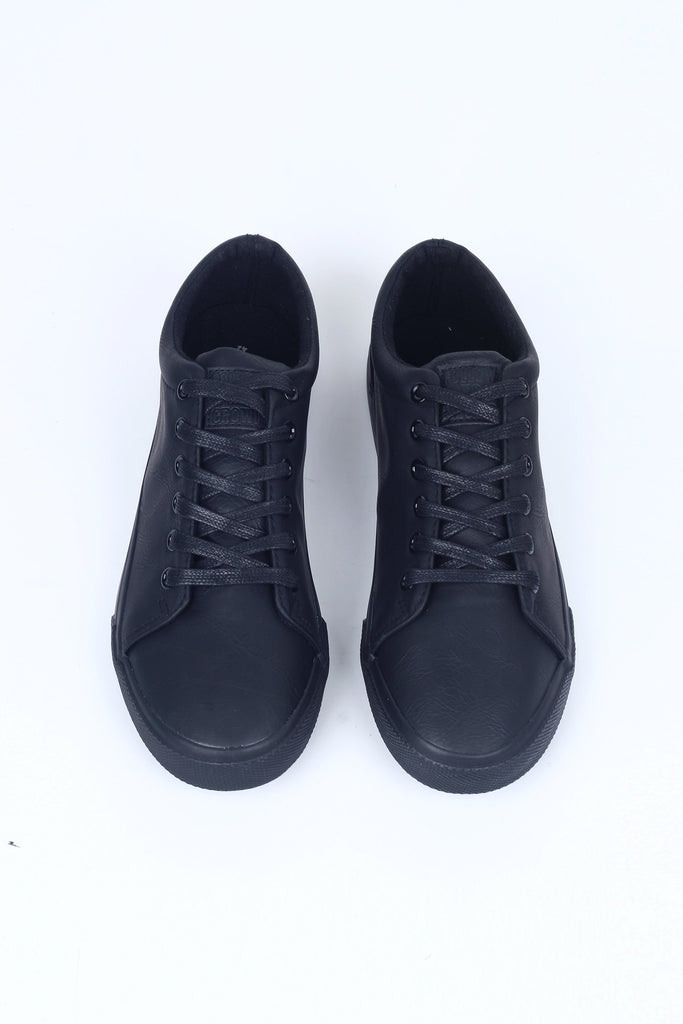 Synthetic Leather Lace-Up Sneakers