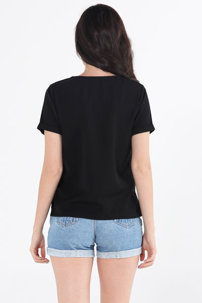 Boxy Fit Crepe Shirt With Zipper Detail