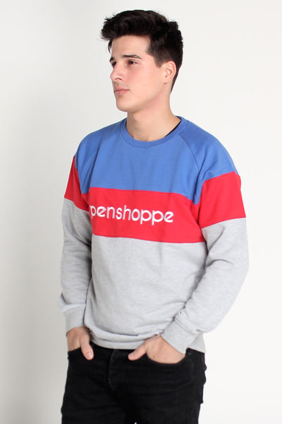 Penshoppe Old School - Relaxed Fit Pullover With Color Blocking