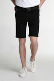 Tapered Fit Denim Shorts With Canvas Belt