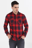 Long Sleeved Flannel Shirt With Pocket Detail