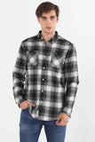 Long Sleeved Flannel Shirt With Pocket Detail