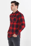 Long Sleeved Flannel Shirt With Pocket Detail