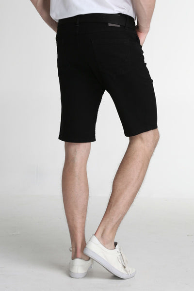 Tapered Fit Denim Shorts With Canvas Belt