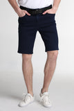 Tapered Fit Denim Shorts With Canvas Belt