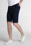 Tapered Fit Denim Shorts With Canvas Belt