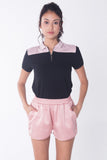 Semi Fit Polo Shirt With Zipper Detail