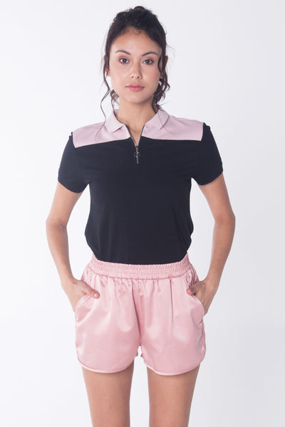 Semi Fit Polo Shirt With Zipper Detail
