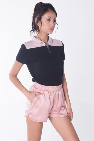 Semi Fit Polo Shirt With Zipper Detail