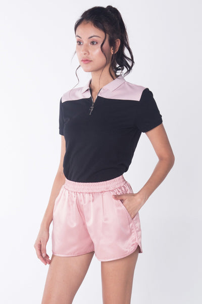 Semi Fit Polo Shirt With Zipper Detail