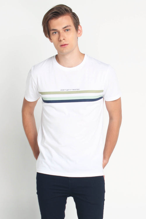 Semi Fit Tee With Printed Stripe Detail