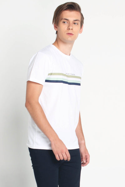 Semi Fit Tee With Printed Stripe Detail