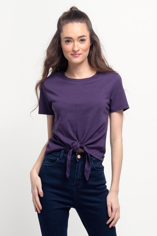 Mid Length Top With Tie Front Detail