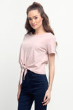Mid Length Top With Tie Front Detail