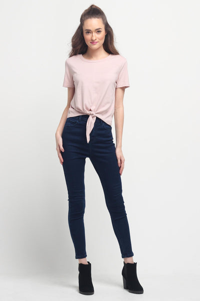 Mid Length Top With Tie Front Detail