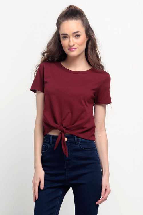 Mid Length Top With Tie Front Detail