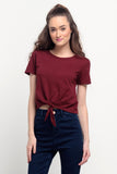 Mid Length Top With Tie Front Detail