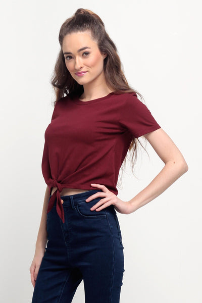 Mid Length Top With Tie Front Detail