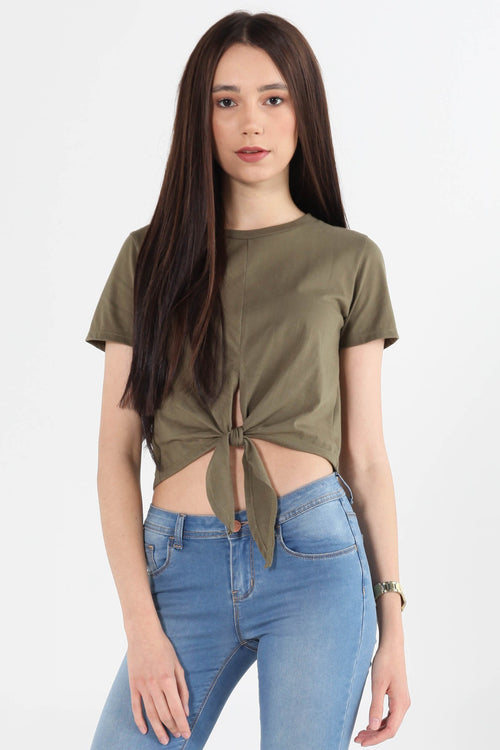 Mid Length Top With Tie Front Detail