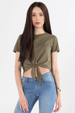Mid Length Top With Tie Front Detail