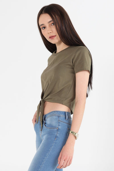 Mid Length Top With Tie Front Detail