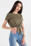 Mid Length Top With Tie Front Detail