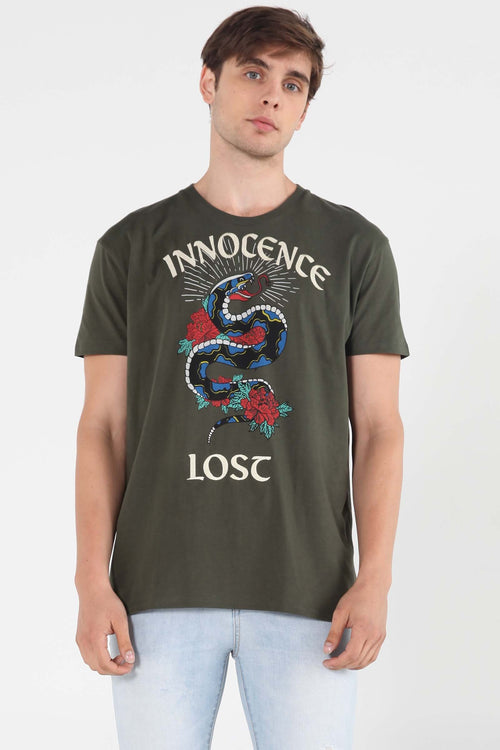 Semi Fit Tee With Print & Embroidery