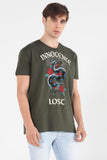 Semi Fit Tee With Print & Embroidery