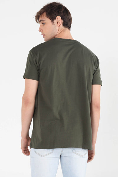 Semi Fit Tee With Print & Embroidery