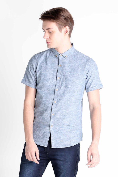 Dobby Shirt With Button-Down Collar