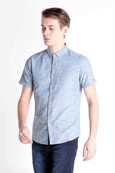 Dobby Shirt With Button-Down Collar