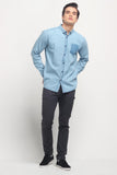 Chambray Shirt With Pocket Detail
