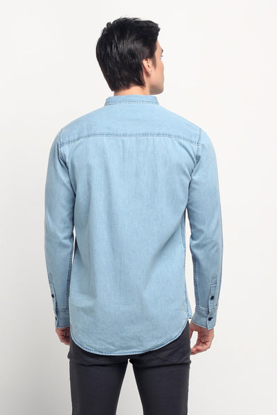 Chambray Shirt With Pocket Detail