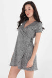 Textured Fit & Flare Dress With Wrap Front
