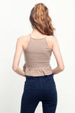 Ribbed Tank Top With Ruffled Hem