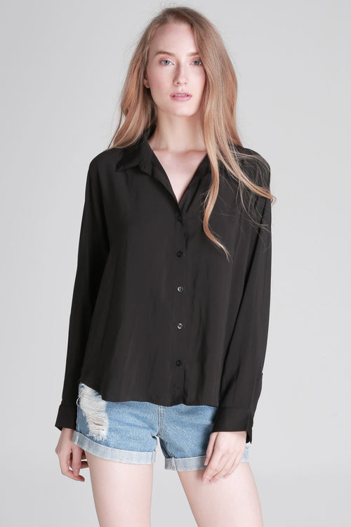 Satin Button-Down Shirt