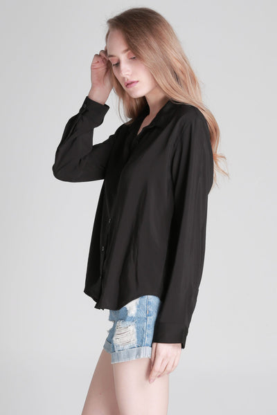 Satin Button-Down Shirt