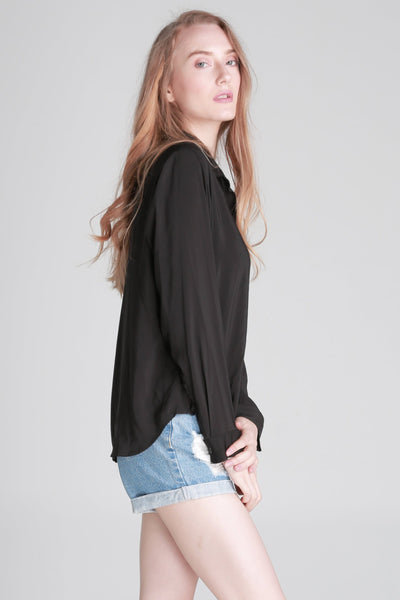 Satin Button-Down Shirt