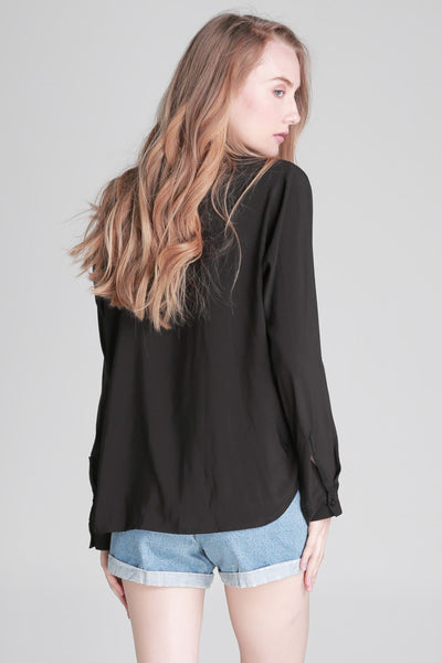 Satin Button-Down Shirt