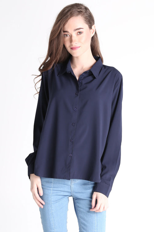 Satin Button-Down Shirt