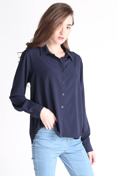 Satin Button-Down Shirt